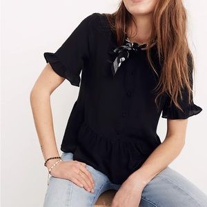 Madewell Silk Studio Ruffle-Hem Top
